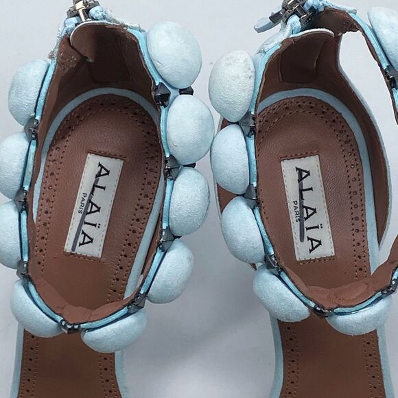 Alaia Bombe 90 Ankle-Strap Studded Suede Leather Sandals size 38 - Picture 13 of 15